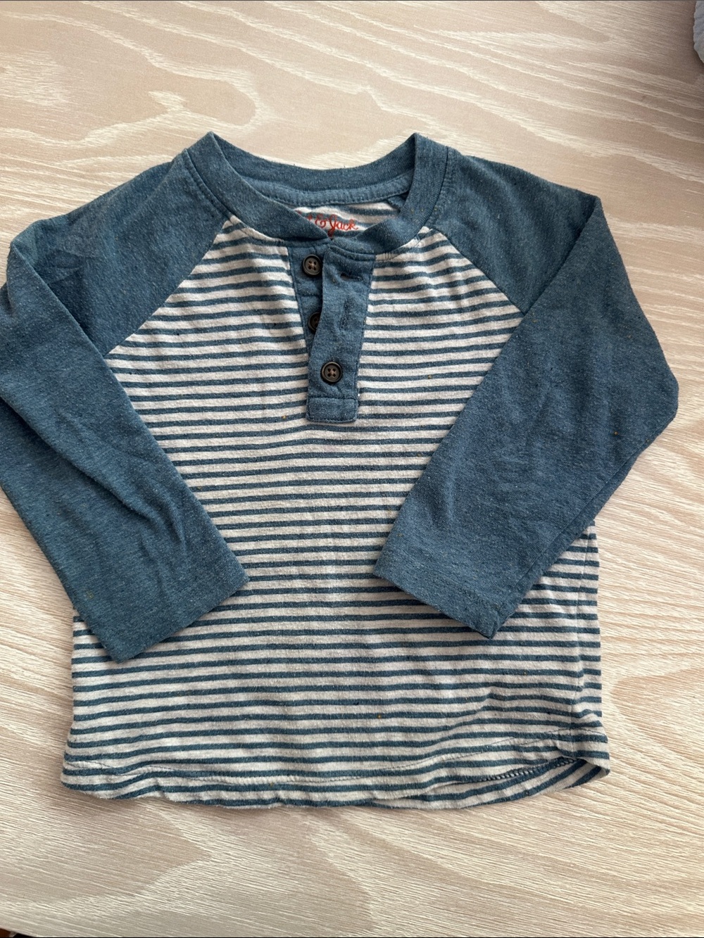 Toddler Long-Sleeve Striped Henley Shirt - Blue